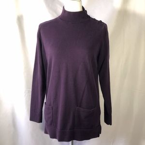 Purple Sweater Tunic w/ Pockets & Button Shoulder